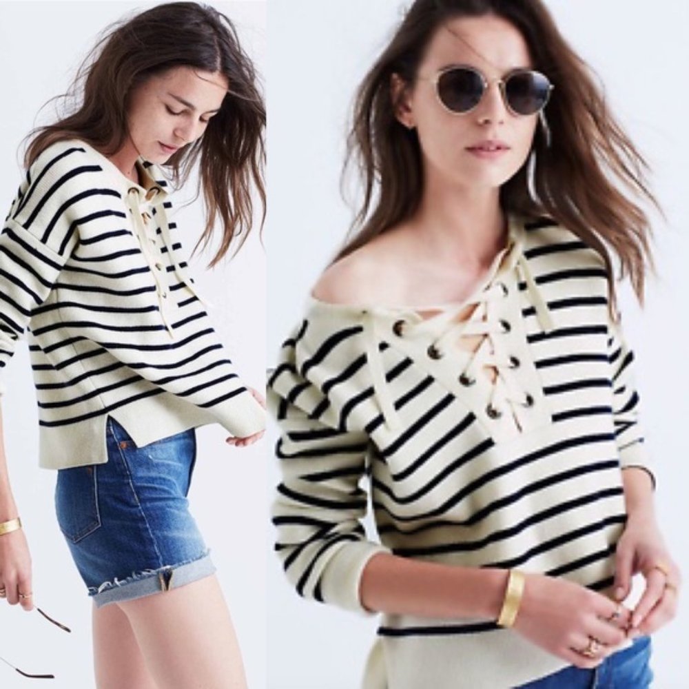 Madewell Striped Lace-Up Swearer